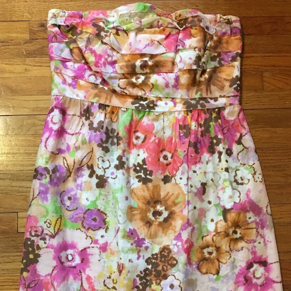 J Crew Strapless Floral Dress- Size 6 - Picture 1 of 7
